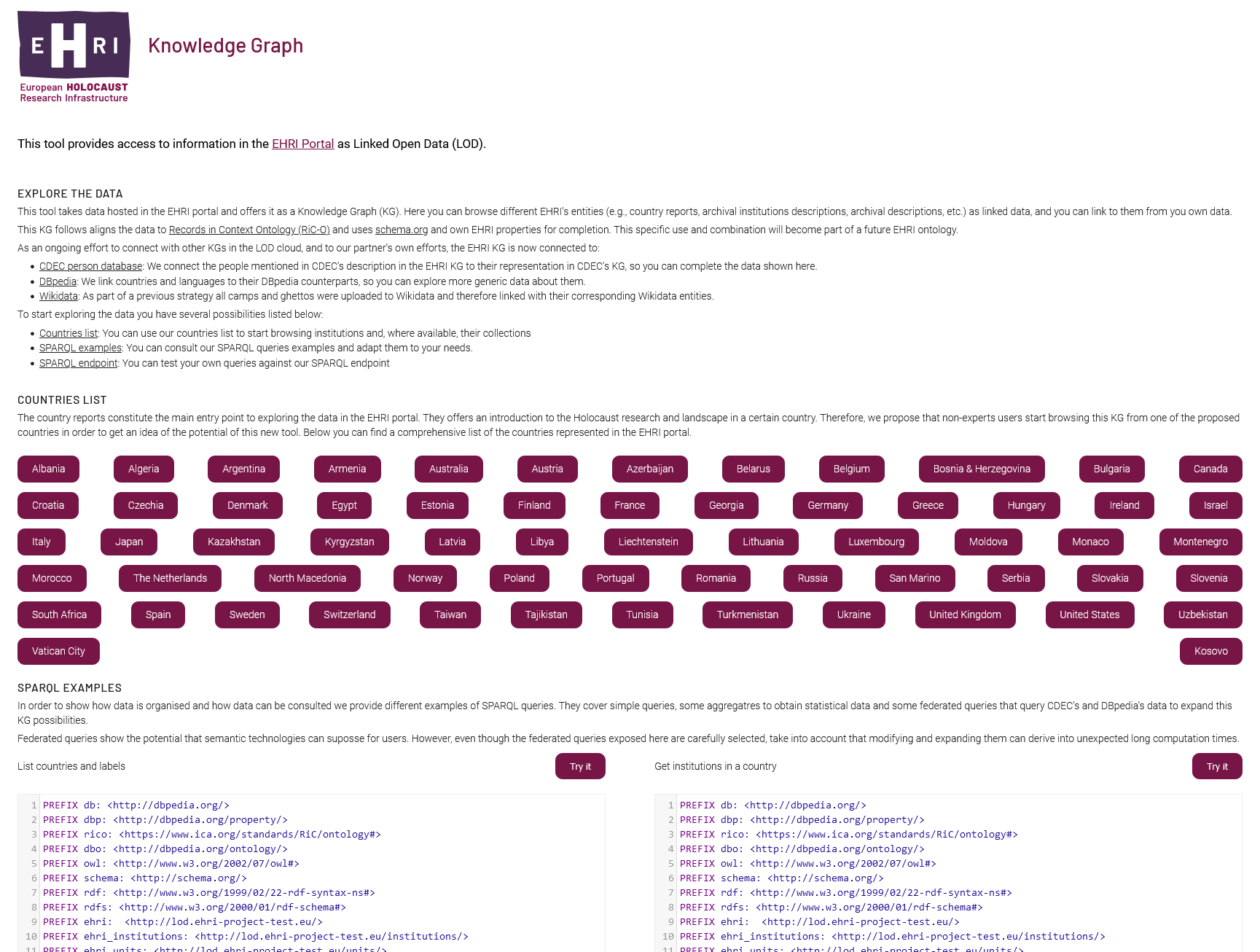 EHRI-KG Lodview interface image